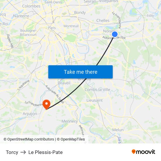 Torcy to Le Plessis-Pate map