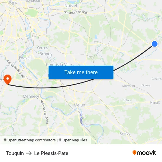 Touquin to Le Plessis-Pate map