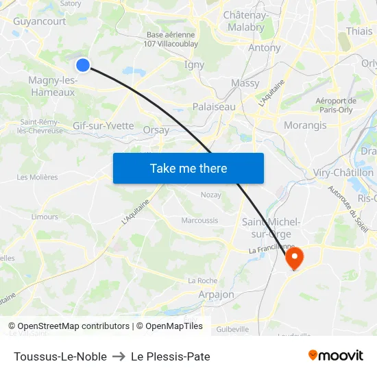 Toussus-Le-Noble to Le Plessis-Pate map