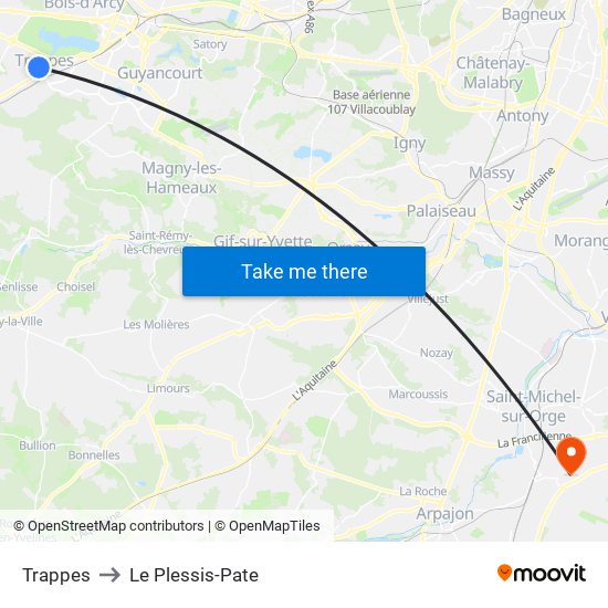 Trappes to Le Plessis-Pate map
