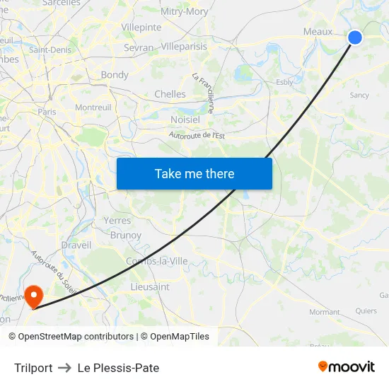 Trilport to Le Plessis-Pate map