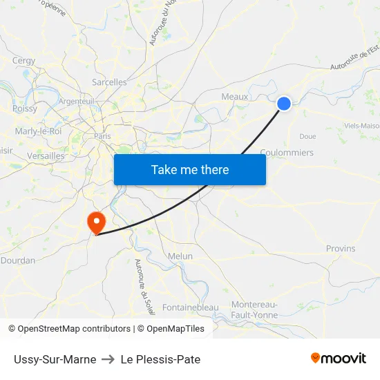 Ussy-Sur-Marne to Le Plessis-Pate map