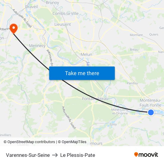 Varennes-Sur-Seine to Le Plessis-Pate map