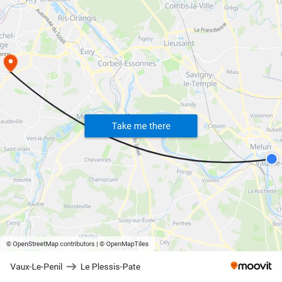 Vaux-Le-Penil to Le Plessis-Pate map