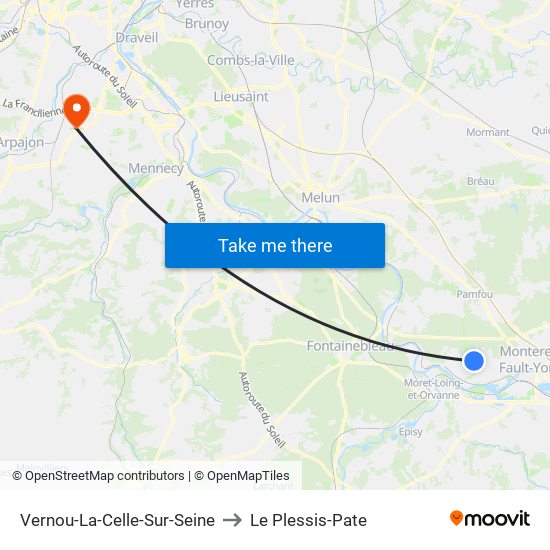 Vernou-La-Celle-Sur-Seine to Le Plessis-Pate map