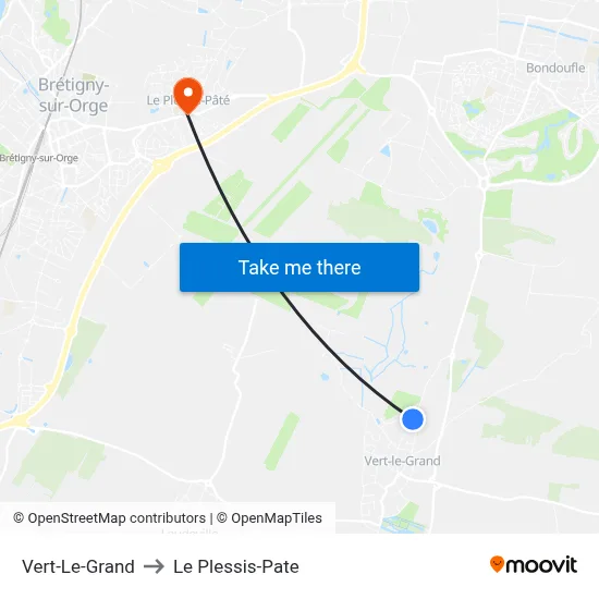 Vert-Le-Grand to Le Plessis-Pate map