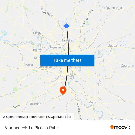 Viarmes to Le Plessis-Pate map