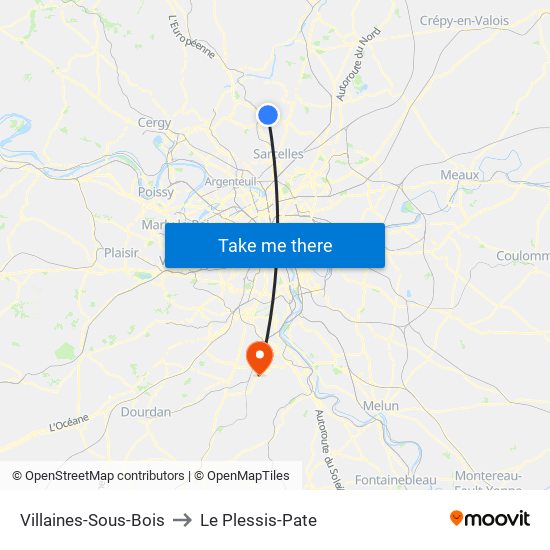 Villaines-Sous-Bois to Le Plessis-Pate map