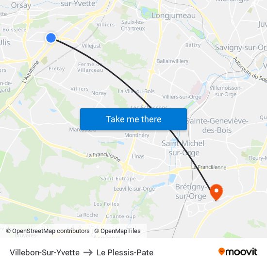Villebon-Sur-Yvette to Le Plessis-Pate map