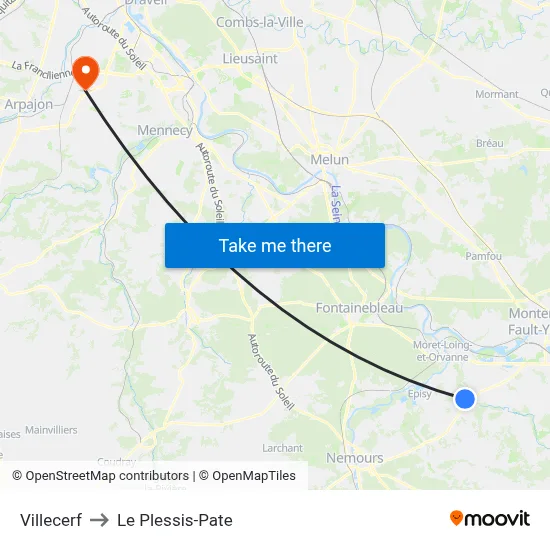 Villecerf to Le Plessis-Pate map