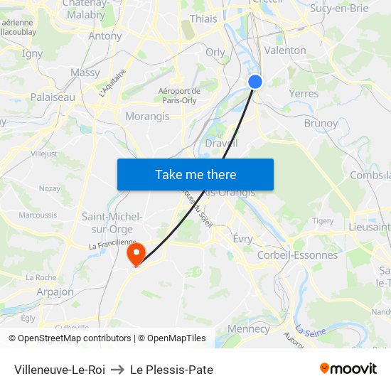 Villeneuve-Le-Roi to Le Plessis-Pate map