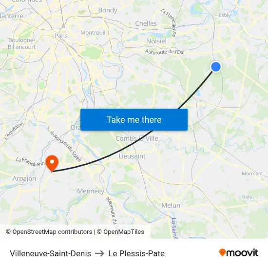 Villeneuve-Saint-Denis to Le Plessis-Pate map