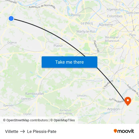Villette to Le Plessis-Pate map