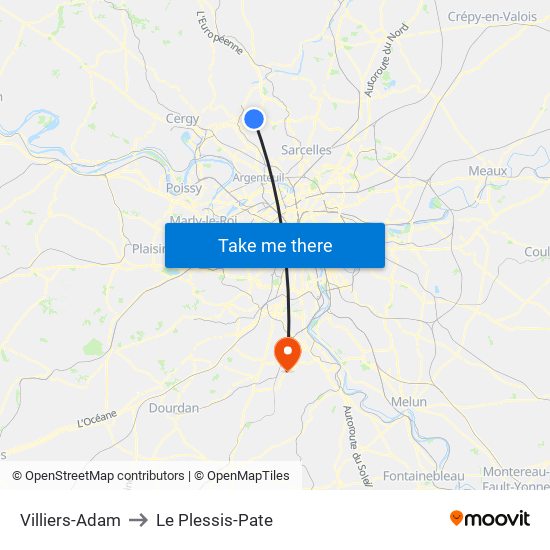 Villiers-Adam to Le Plessis-Pate map