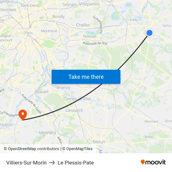 Villiers-Sur-Morin to Le Plessis-Pate map