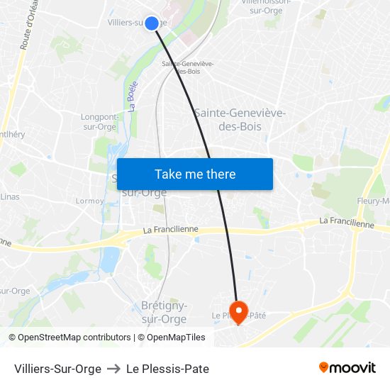 Villiers-Sur-Orge to Le Plessis-Pate map