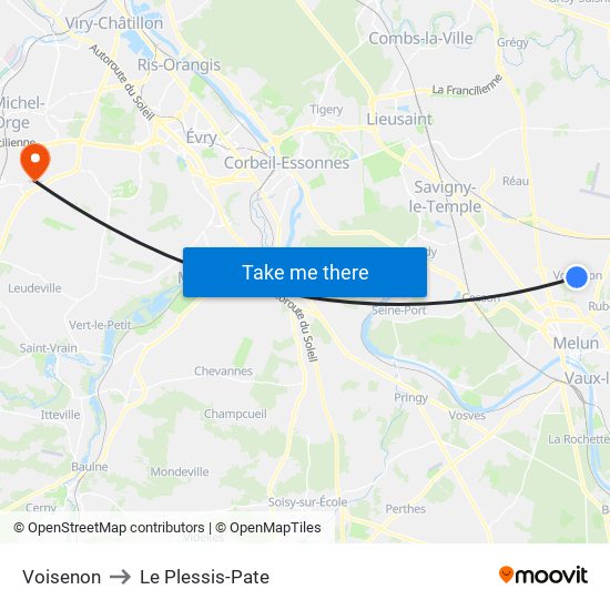 Voisenon to Le Plessis-Pate map