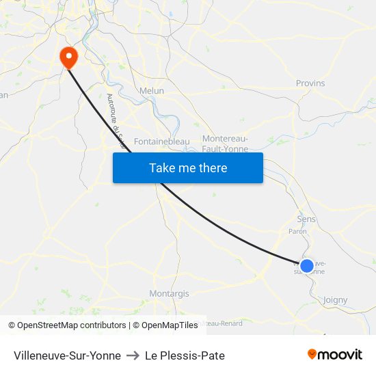 Villeneuve-Sur-Yonne to Le Plessis-Pate map