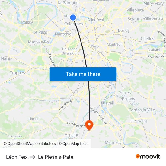 Léon Feix to Le Plessis-Pate map