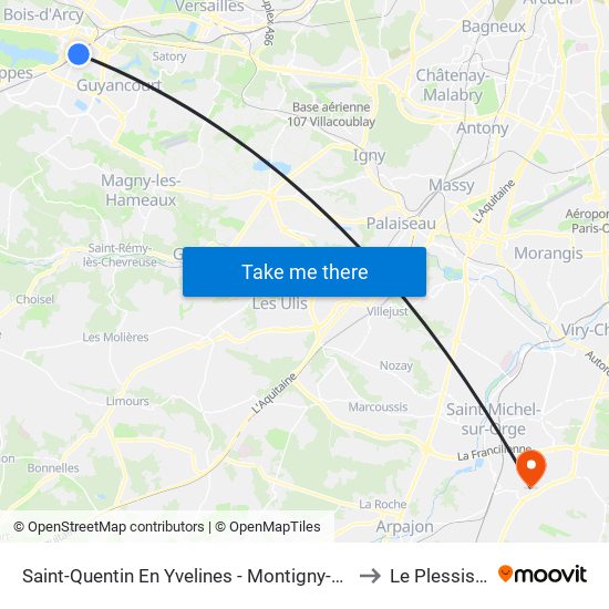 Saint-Quentin En Yvelines - Montigny-Le-Bretonneux to Le Plessis-Pate map