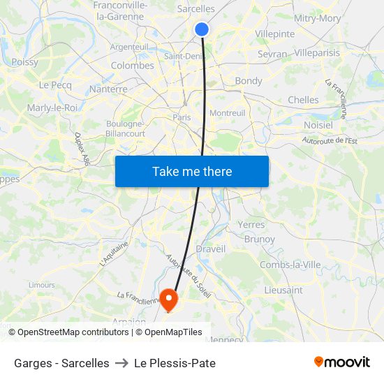 Garges - Sarcelles to Le Plessis-Pate map