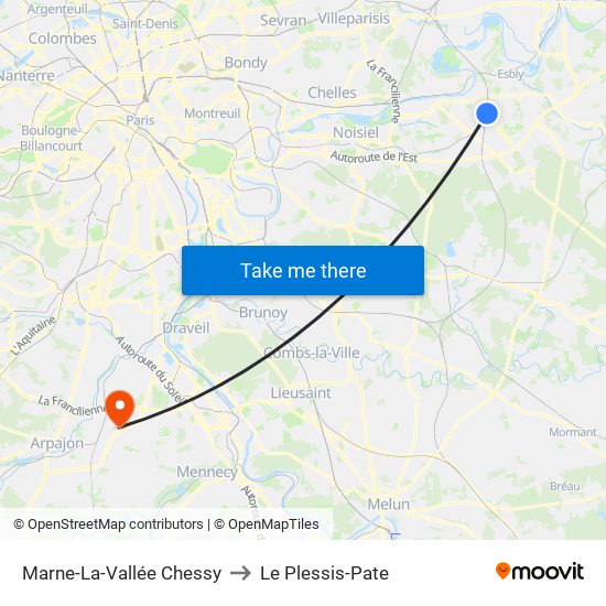 Marne-La-Vallée Chessy to Le Plessis-Pate map