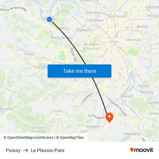 Poissy to Le Plessis-Pate map