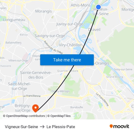 Vigneux-Sur-Seine to Le Plessis-Pate map