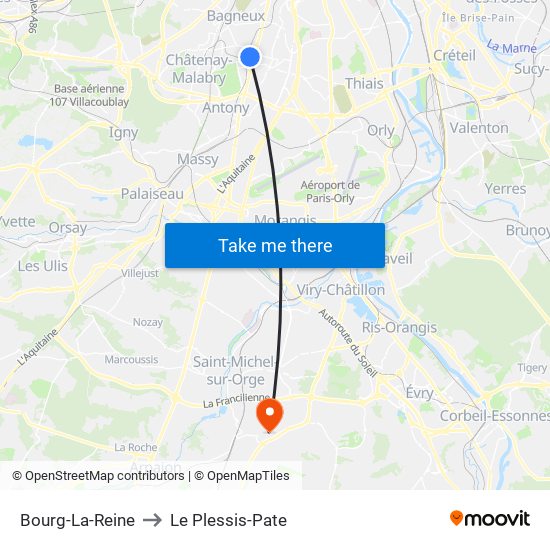 Bourg-La-Reine to Le Plessis-Pate map