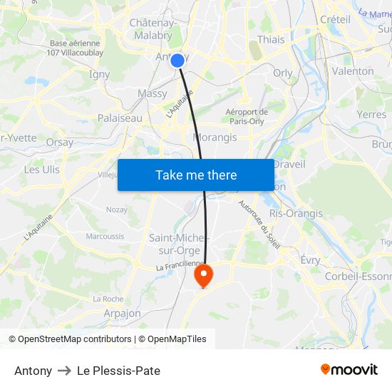 Antony to Le Plessis-Pate map