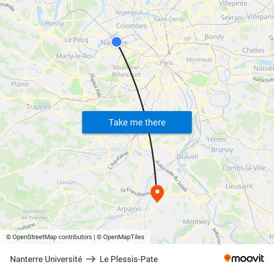 Nanterre Université to Le Plessis-Pate map