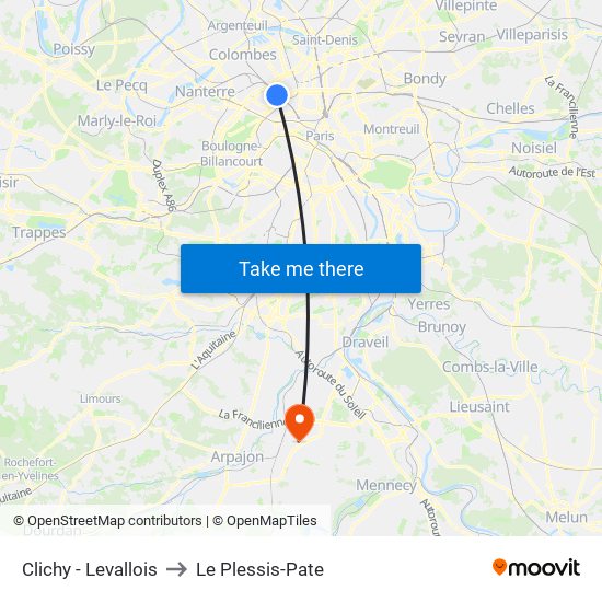 Clichy - Levallois to Le Plessis-Pate map