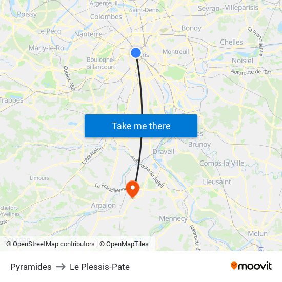 Pyramides to Le Plessis-Pate map