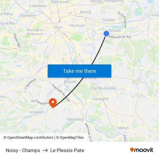 Noisy - Champs to Le Plessis-Pate map