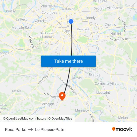 Rosa Parks to Le Plessis-Pate map