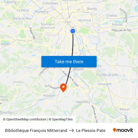 Bibliothèque François Mitterrand to Le Plessis-Pate map