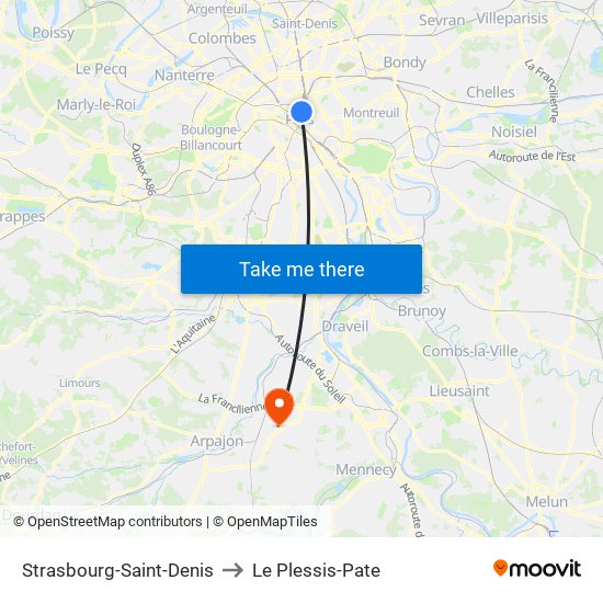 Strasbourg-Saint-Denis to Le Plessis-Pate map