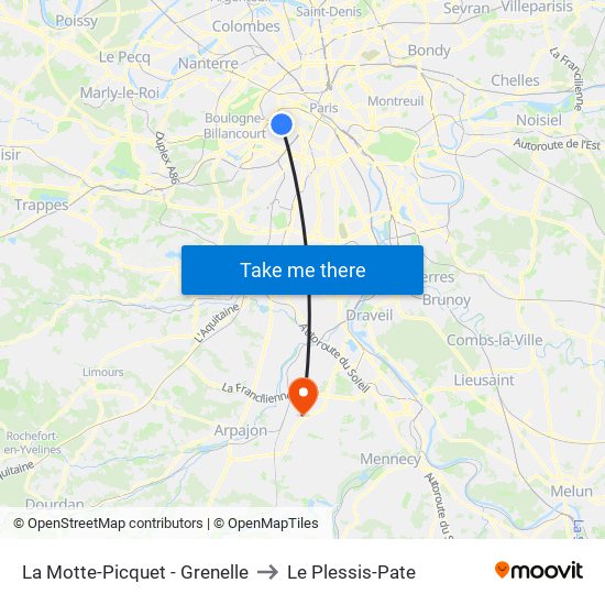 La Motte-Picquet - Grenelle to Le Plessis-Pate map