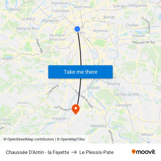 Chaussée D'Antin - la Fayette to Le Plessis-Pate map