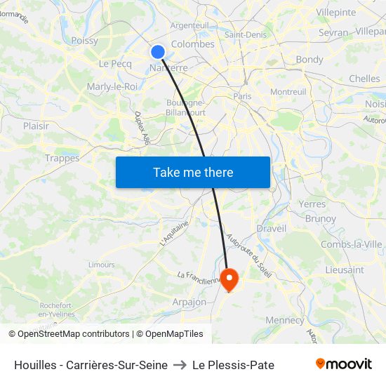 Houilles - Carrières-Sur-Seine to Le Plessis-Pate map