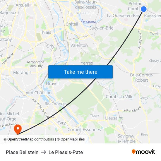 Place Beilstein to Le Plessis-Pate map