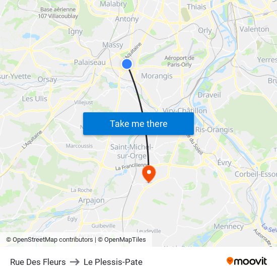 Rue Des Fleurs to Le Plessis-Pate map