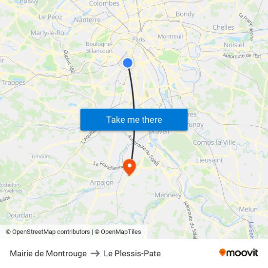 Mairie de Montrouge to Le Plessis-Pate map