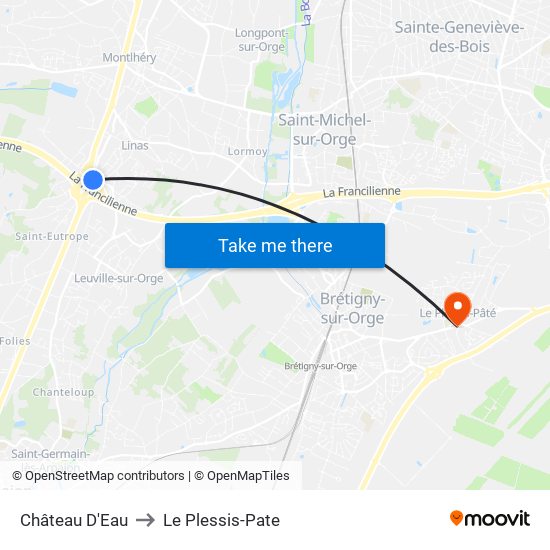 Château D'Eau to Le Plessis-Pate map