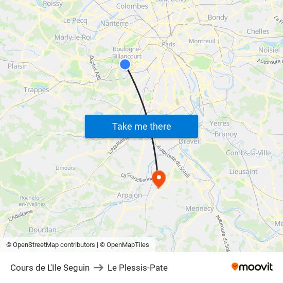 Cours de L'Ile Seguin to Le Plessis-Pate map