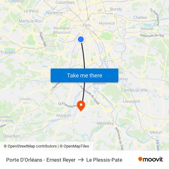 Porte D'Orléans - Ernest Reyer to Le Plessis-Pate map