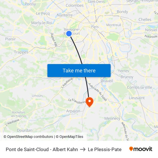 Pont de Saint-Cloud - Albert Kahn to Le Plessis-Pate map