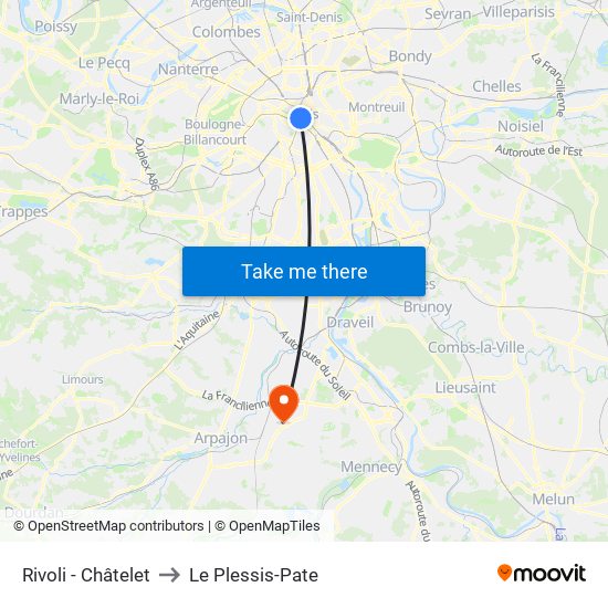 Rivoli - Châtelet to Le Plessis-Pate map