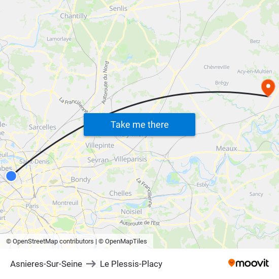 Asnieres-Sur-Seine to Le Plessis-Placy map