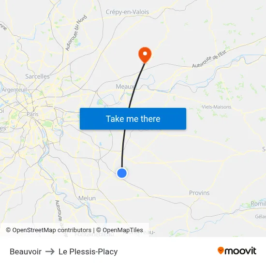 Beauvoir to Le Plessis-Placy map